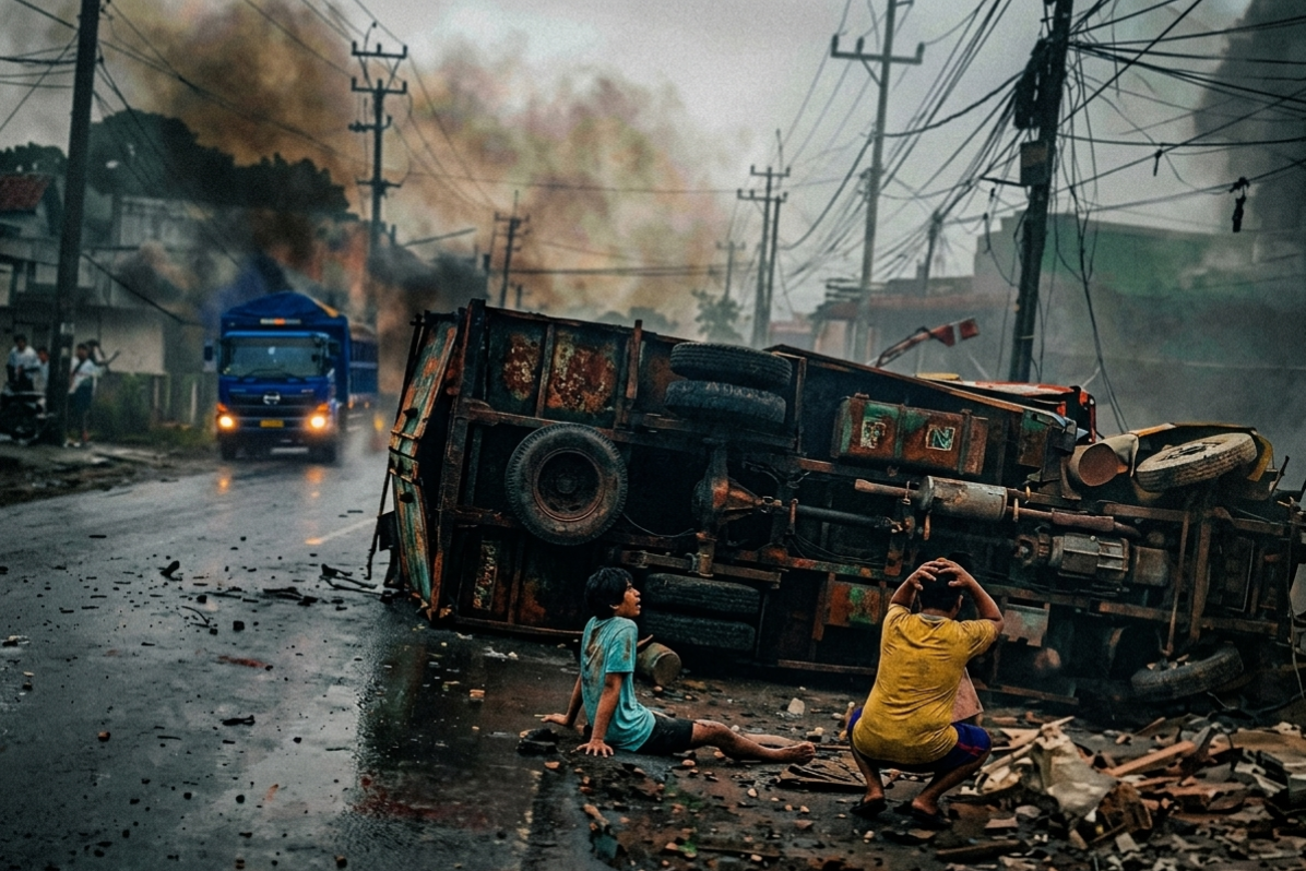 Truk Pengangkut Telur Tabrak Warung di Subang, 1 Orang Tewas