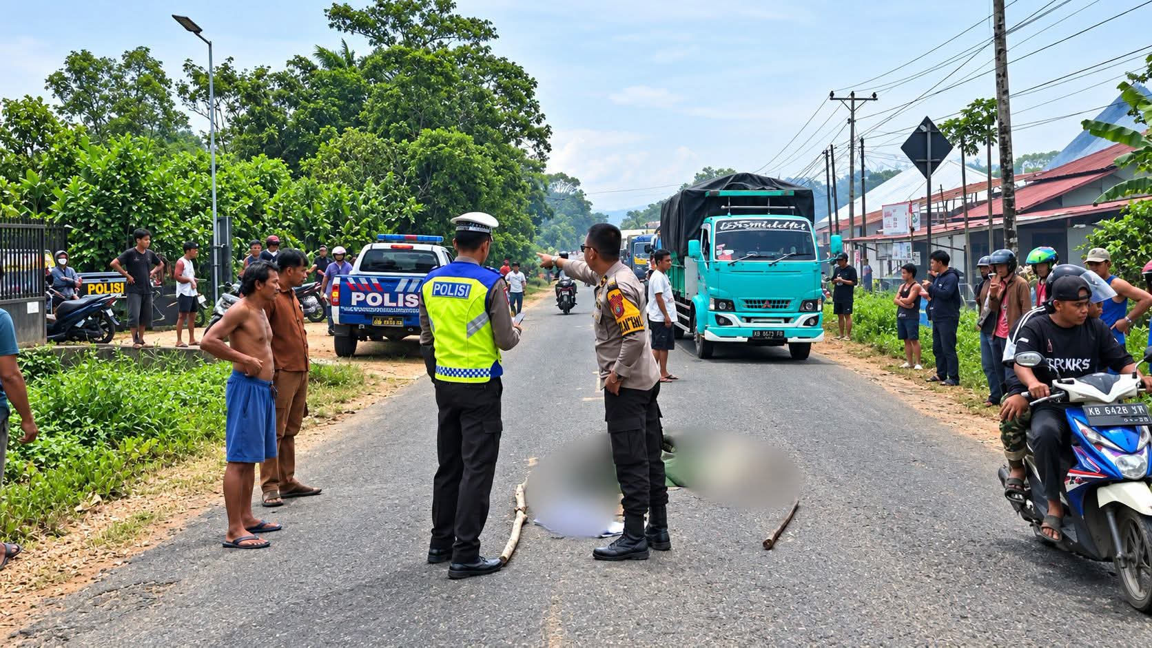 Kecelakaan Maut di Jalan Trans Kalimantan Kubu Raya, Pemotor 19 Tahun Tewas Terlindas Trailer
